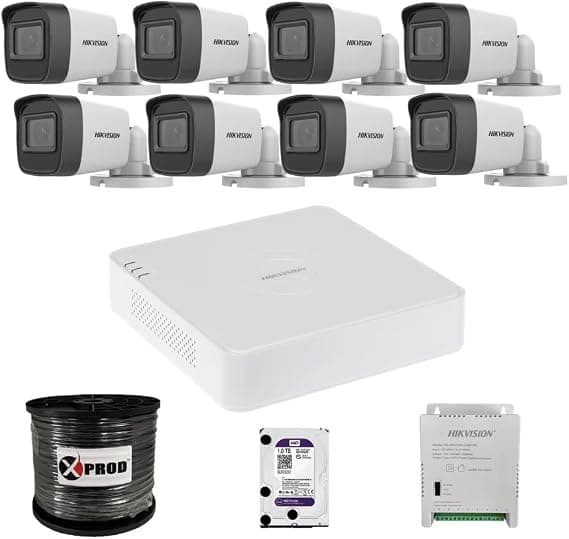 8-camera Hikvision IP CCTV kit with recorder and power supply